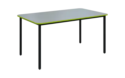 JSBR 150N Jídelní stůl 1500 x 900 mm, deska šedá s hranou jarní zeleň / podnož černá